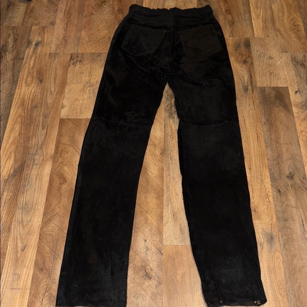 Vintage Black Suede 100 % Leather Pants Woman’s 5 Pocket Style Size 0/2 XS/Small - Picture 3 of 16